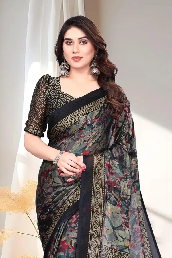 Black_Polyester_Chiffon_Georgette_Saree_For_Women