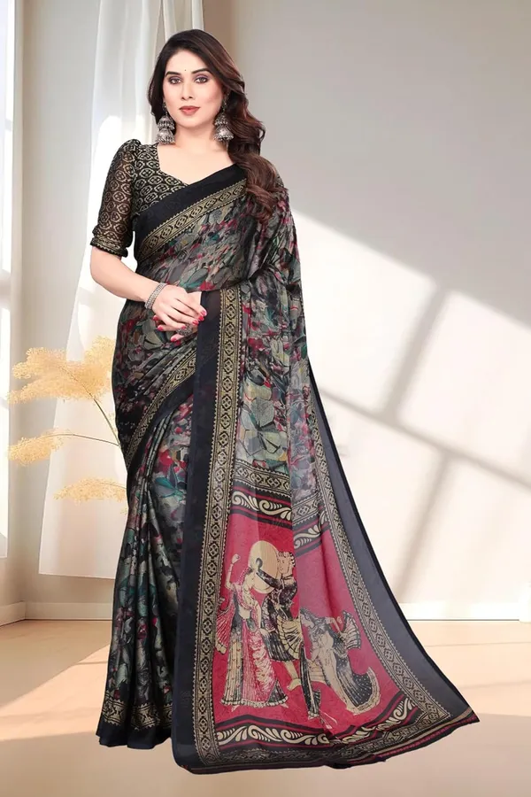 Black_Polyester_Chiffon_Georgette_Saree_For_Women