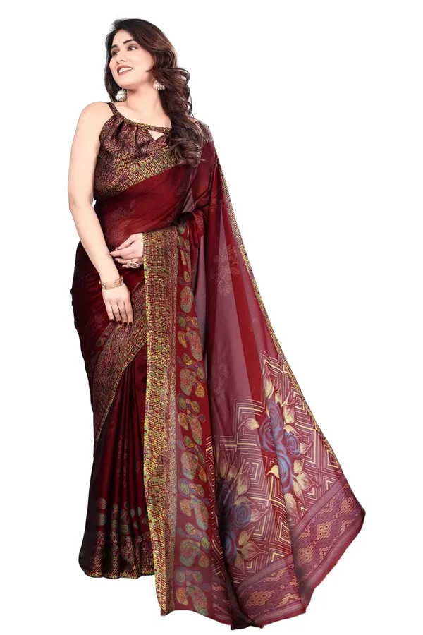 Maroon_Polyester_Chiffon_Georgette_Saree_For_Women