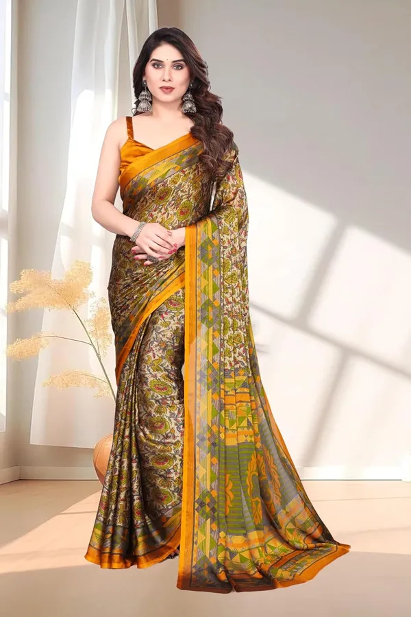 Yellow_Polyester_Chiffon_Georgette_Saree_For_Women