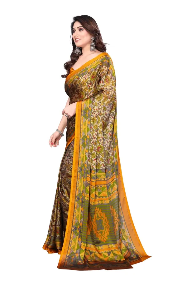 Yellow_Polyester_Chiffon_Georgette_Saree_For_Women