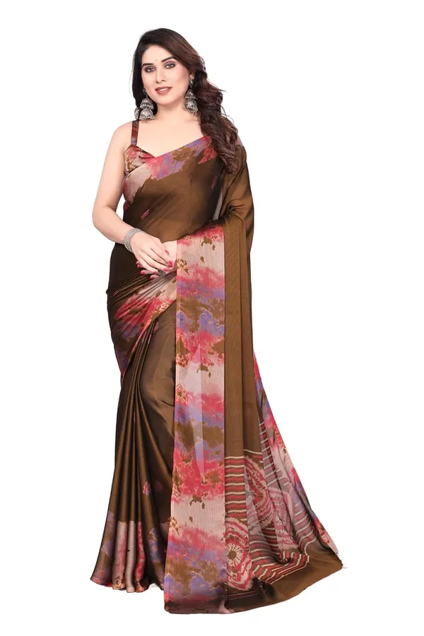 Brown_Polyester_Printed_Chiffon_Saree_For_Women