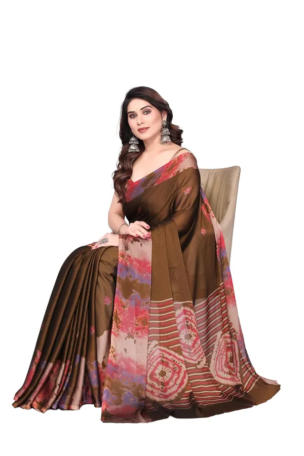 Brown_Polyester_Printed_Chiffon_Saree_For_Women