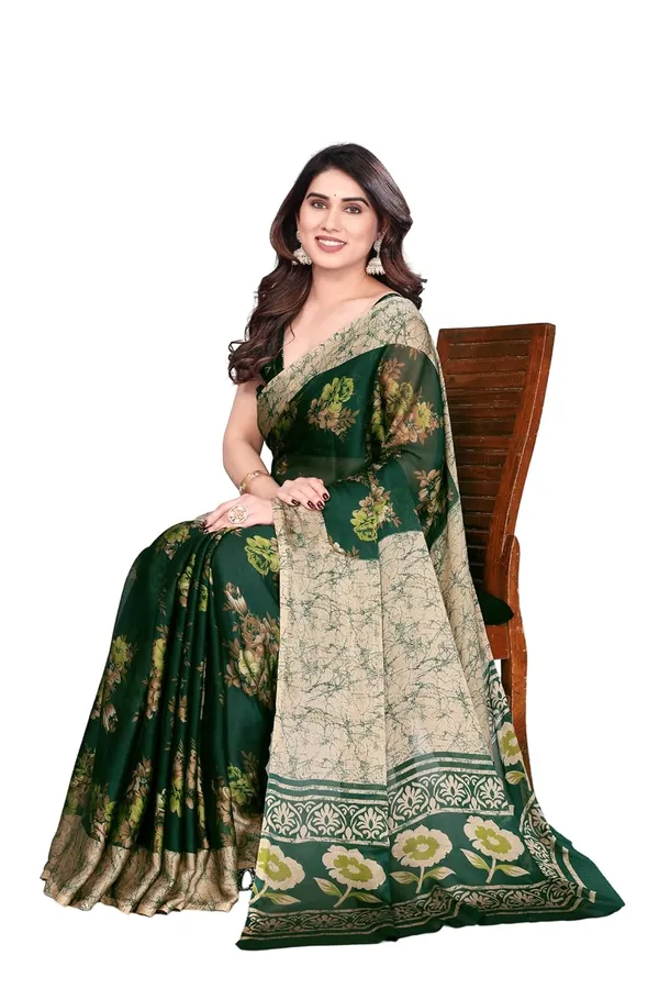 Dark_Green_Polyester_Chiffon_Georgette_Saree_For_Women