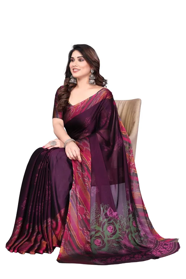 Purple_Polyester_Chiffon_Georgette_Saree_For_Women
