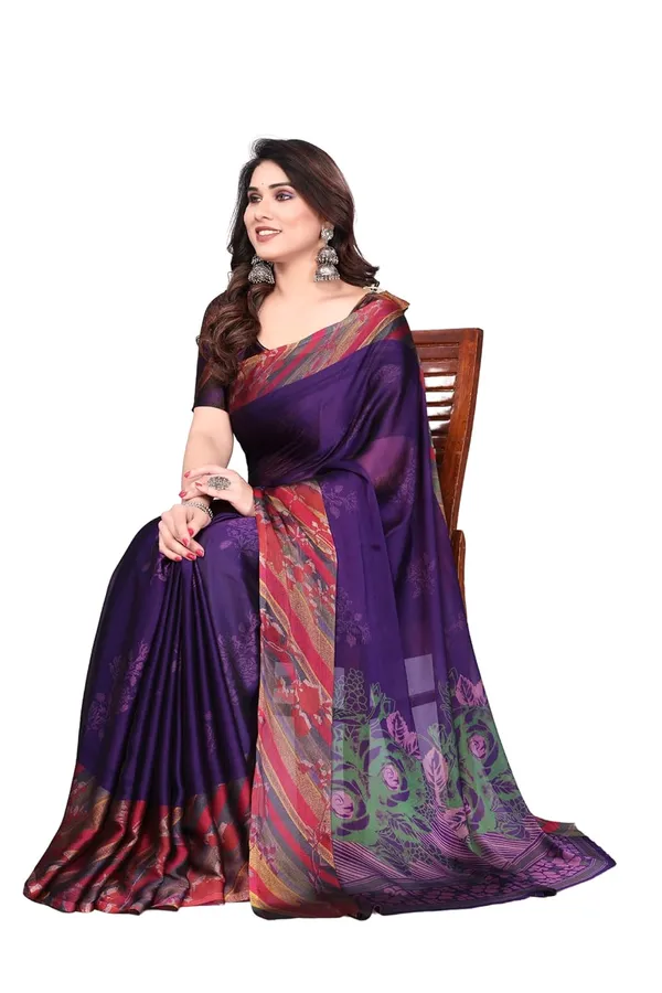 Blue_Polyester_Pochampally_Cotton_Silk_Saree_For_Women
