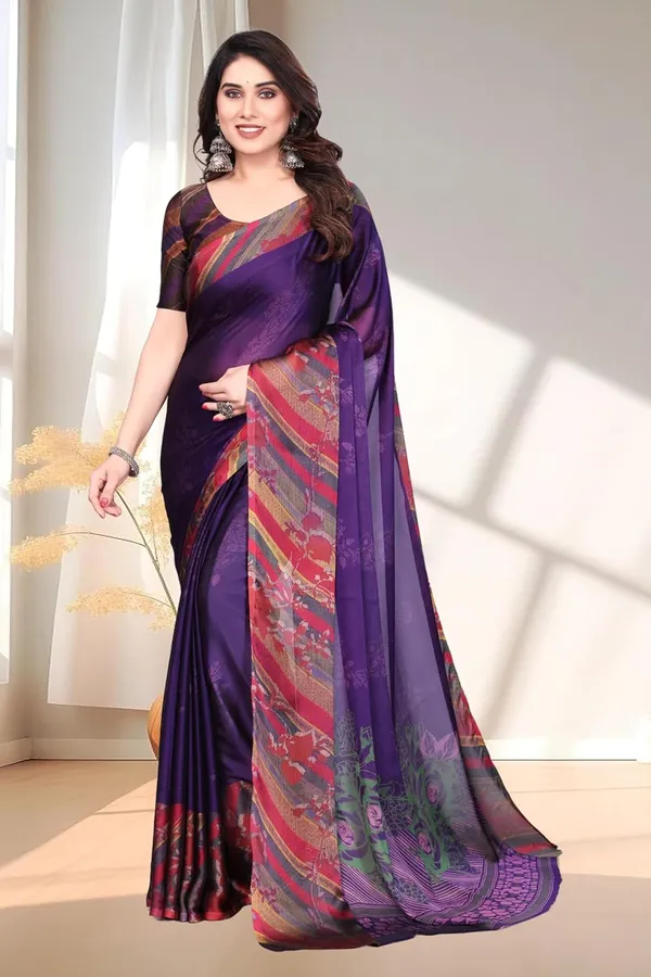 Blue_Polyester_Pochampally_Cotton_Silk_Saree_For_Women