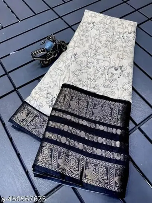 White_Polyester_Silk_Saree_For_Women