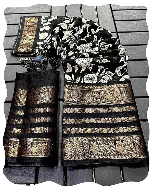 Black_Polyester_Printed_Chiffon_Saree_For_Women