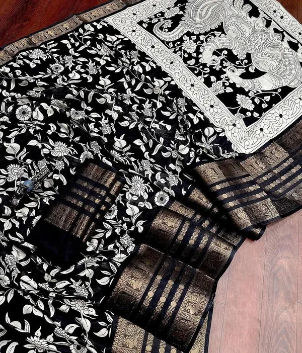 Black_Polyester_Printed_Chiffon_Saree_For_Women