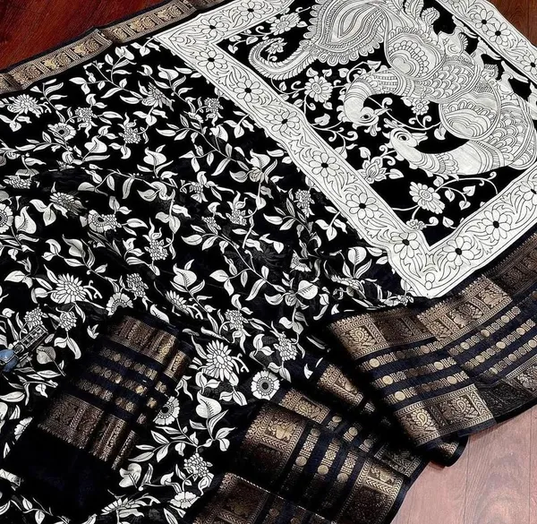 Black_Polyester_Printed_Chiffon_Saree_For_Women