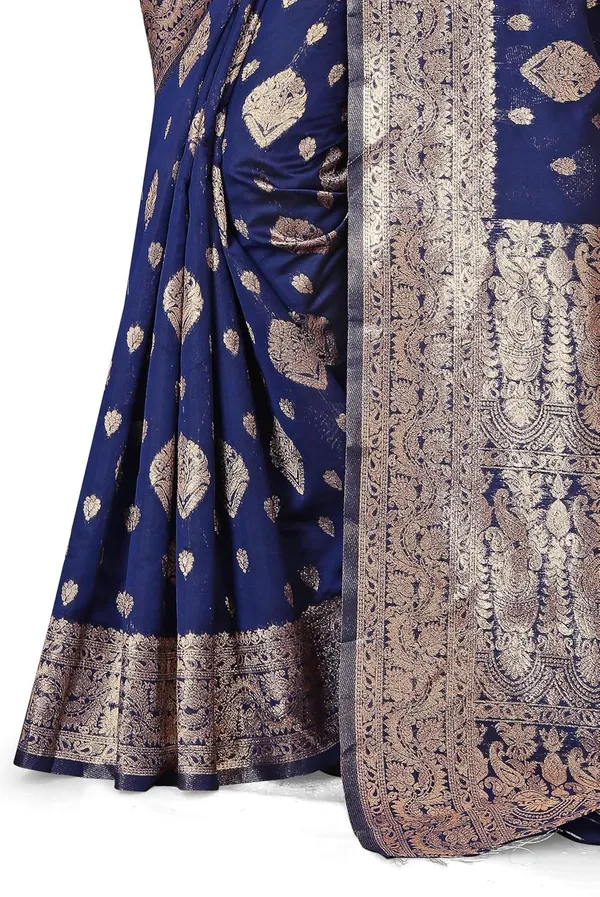 Dark_Blue_Gold_Silk_Blend_Kanjivaram_Silk_Saree_For_Women