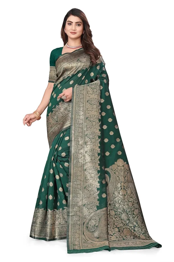 Green_Silk_Blend_Kanjivaram_Silk_Saree_For_Women