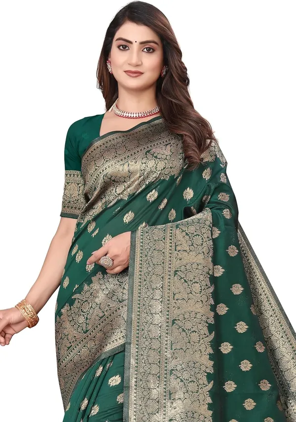 Green_Silk_Blend_Kanjivaram_Silk_Saree_For_Women