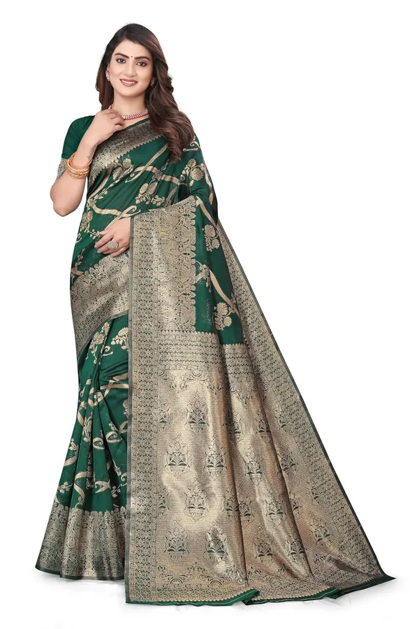 Dark_Green_Art_Silk_Kanjivaram_Silk_Saree_For_Women