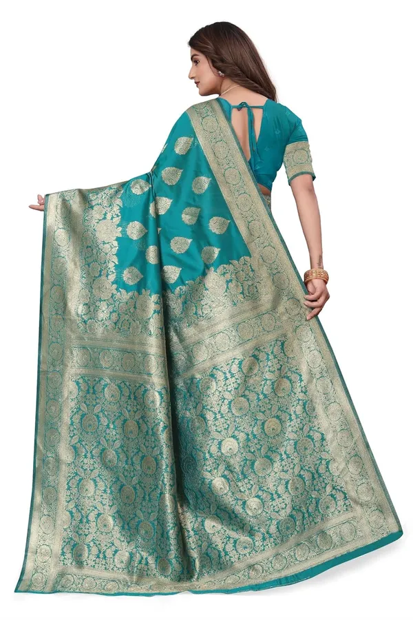Blue_And_Gold_Art_Silk_Kanjivaram_Silk_Saree_For_Women