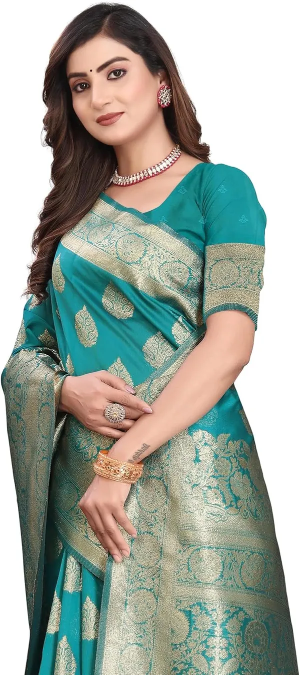 Blue_And_Gold_Art_Silk_Kanjivaram_Silk_Saree_For_Women