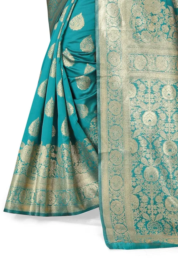 Blue_And_Gold_Art_Silk_Kanjivaram_Silk_Saree_For_Women