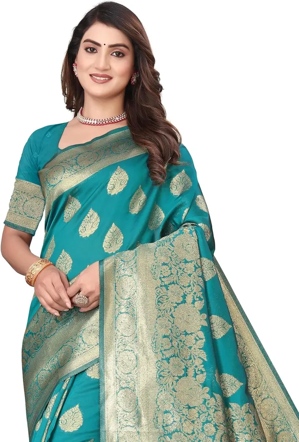 Blue_And_Gold_Art_Silk_Kanjivaram_Silk_Saree_For_Women