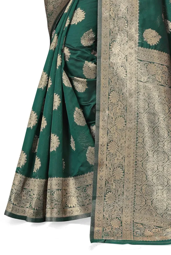 Dark_Green_Silk_Blend_Kanjivaram_Silk_Saree_For_Women