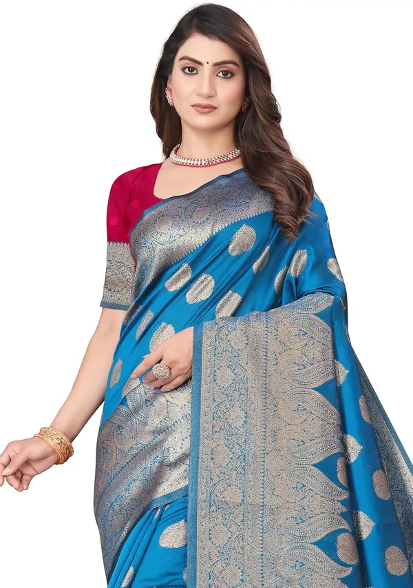 Multicolour_Silk_Blend_Kanjivaram_Silk_Saree_For_Women