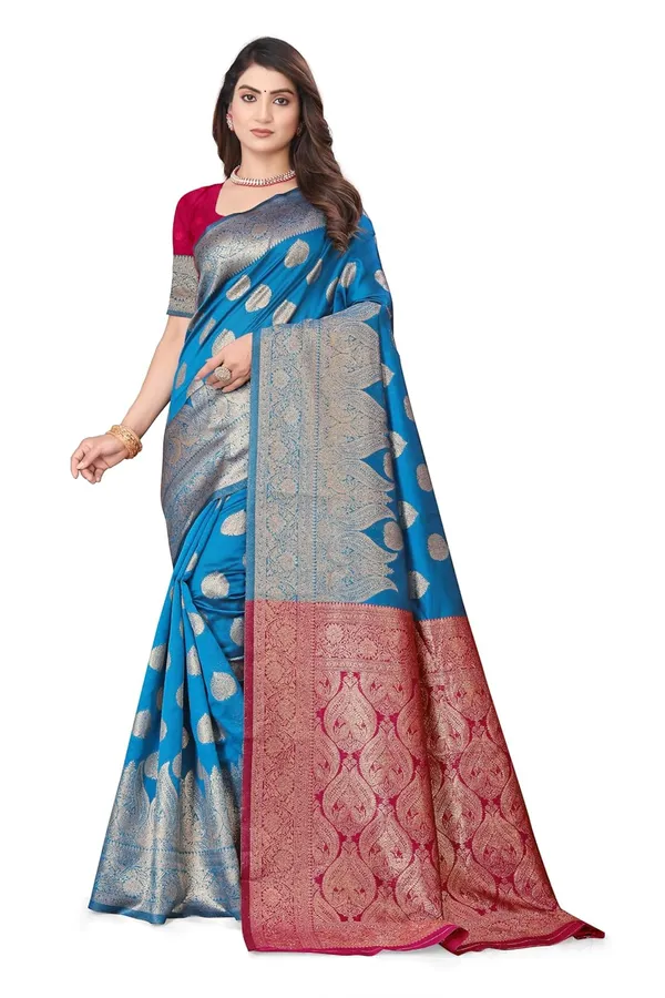 Multicolour_Silk_Blend_Kanjivaram_Silk_Saree_For_Women