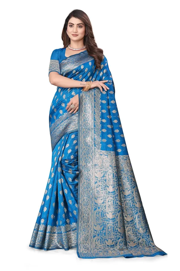 Blue_Silk_Blend_Kanjivaram_Silk_Saree_For_Women