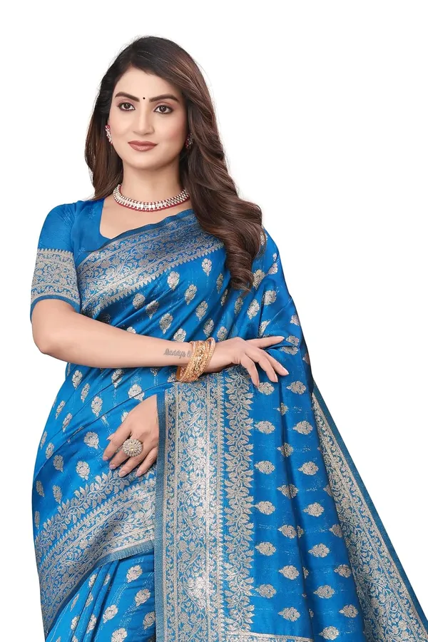 Blue_Silk_Blend_Kanjivaram_Silk_Saree_For_Women