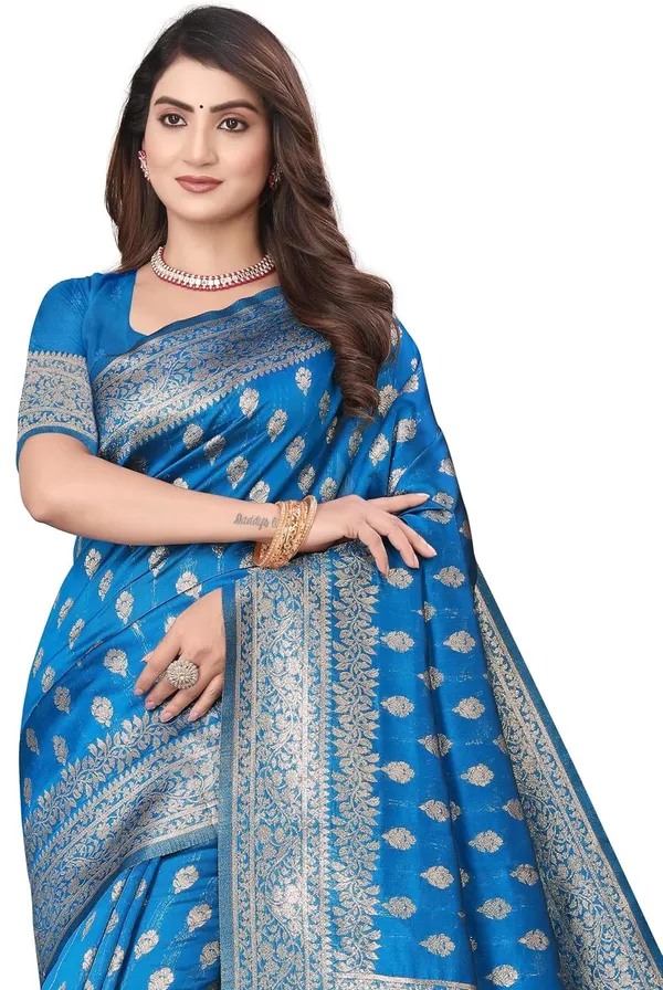 Blue_Silk_Blend_Kanjivaram_Silk_Saree_For_Women