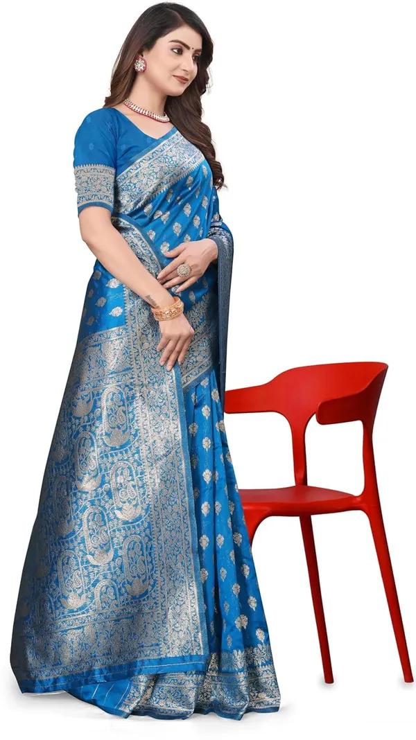 Blue_Silk_Blend_Kanjivaram_Silk_Saree_For_Women
