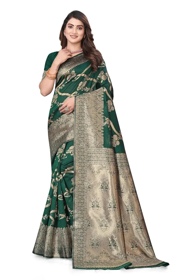 Green_Silk_Blend_Kanjivaram_Silk_Saree_For_Women