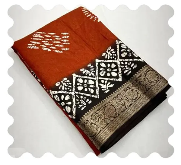 Brown_Silk_Printed_Chiffon_Saree_For_Women