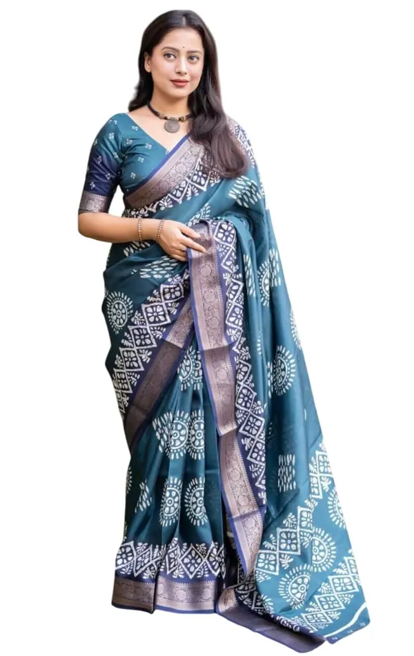 Teal_Silk_Bandhani_Dola_Silk_Saree_For_Women