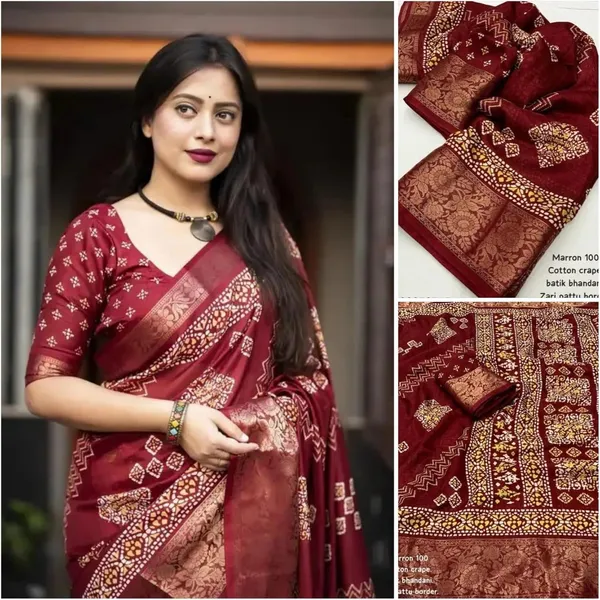 Maroon_Silk_Bandhani_Dola_Silk_Saree_For_Women
