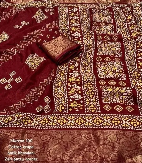 Maroon_Silk_Bandhani_Dola_Silk_Saree_For_Women