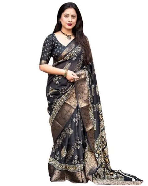 Black_Silk_Bandhani_Dola_Silk_Saree_For_Women