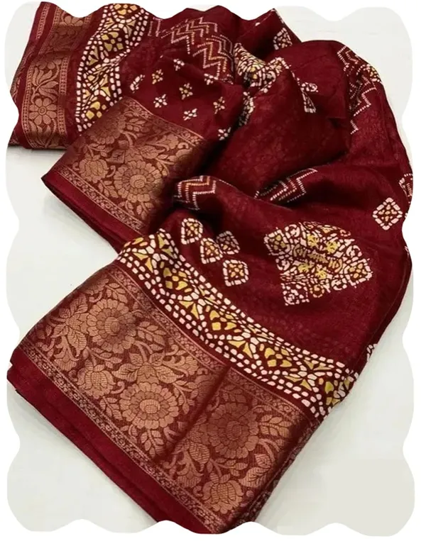 Maroon_Silk_Bandhani_Dola_Silk_Saree_For_Women