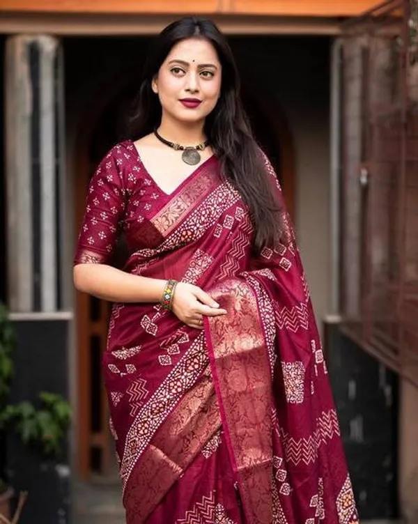 Wine_Silk_Bandhani_Dola_Silk_Saree_For_Women