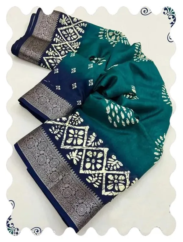 Teal_Silk_Bandhani_Dola_Silk_Saree_For_Women