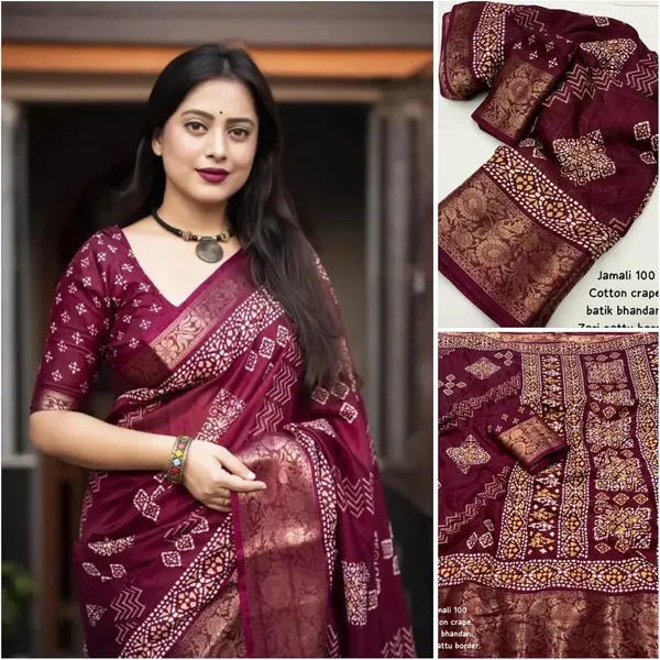 Wine_Silk_Bandhani_Dola_Silk_Saree_For_Women