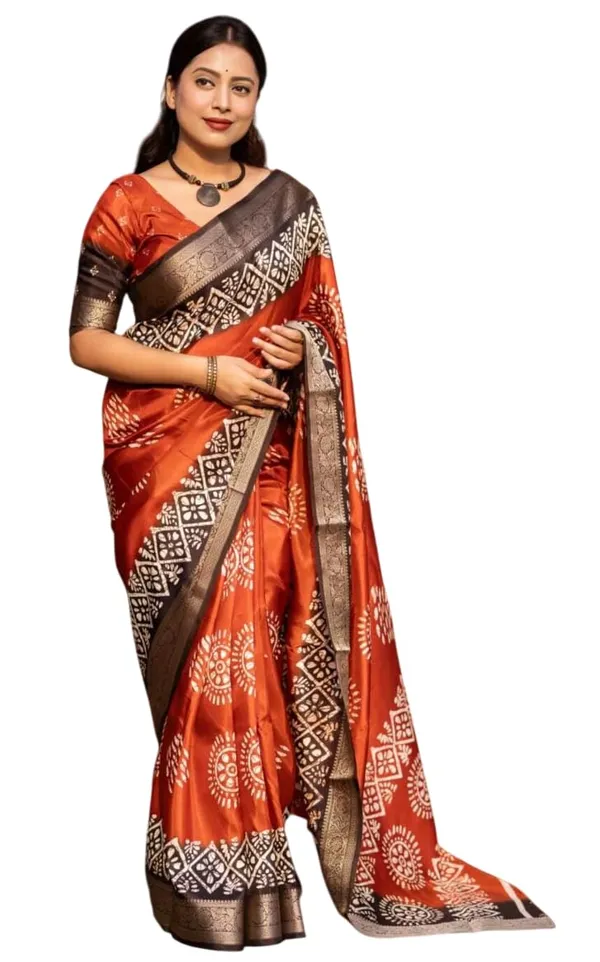 Orange_Polyester_Bandhani_Dola_Silk_Saree_For_Women