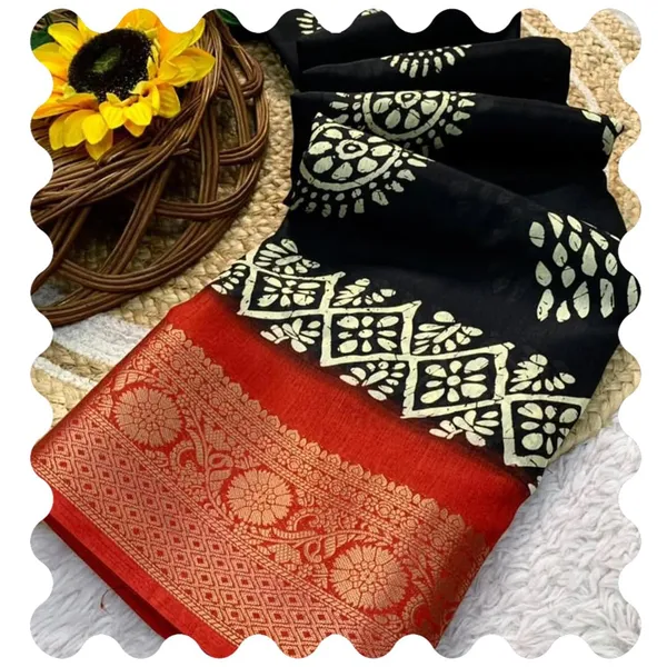 Black_Polyester_Bandhani_Dola_Silk_Saree_For_Women