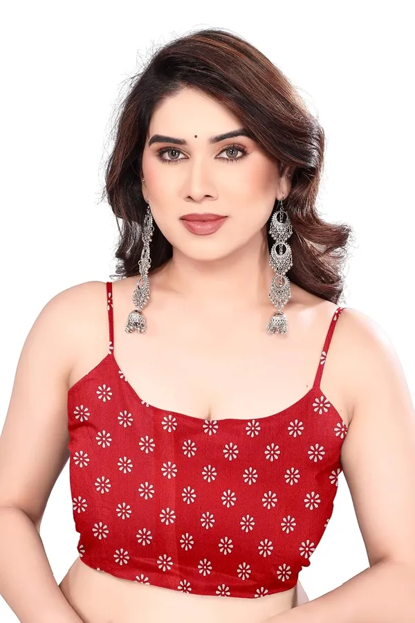Beige_And_Red_Cotton_Blend_Printed_Dola_Silk_Saree_For_Women