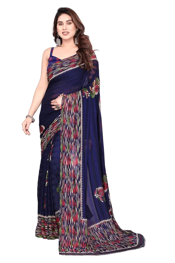 Navy_Blue_Polyester_Printed_Georgette_Saree_For_Women
