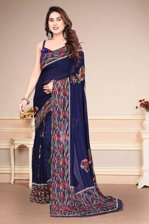 Navy_Blue_Polyester_Printed_Georgette_Saree_For_Women