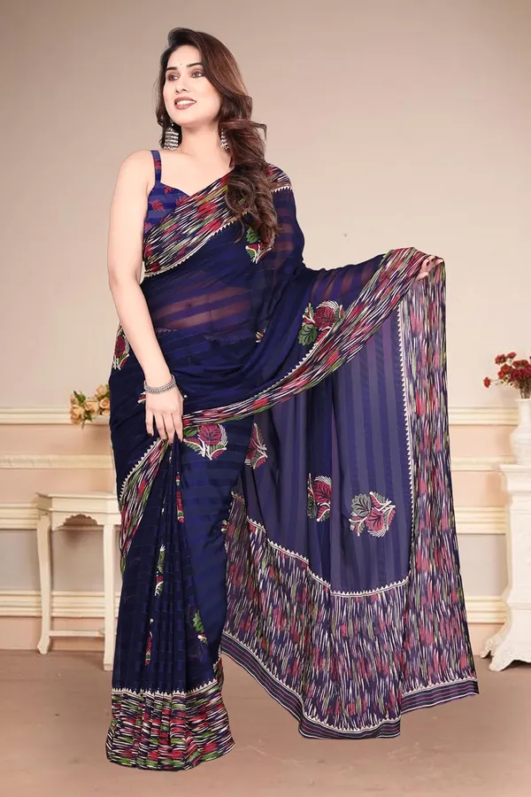 Navy_Blue_Polyester_Printed_Georgette_Saree_For_Women