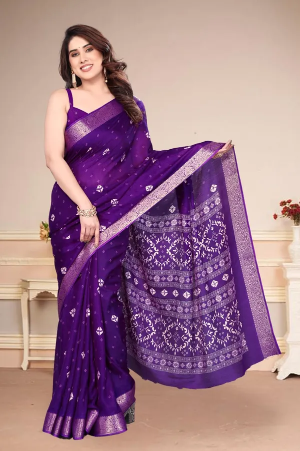 Violet_Silk_Bandhani_Marshmallow_Saree_For_Women