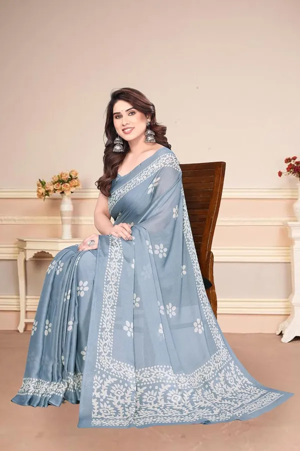 Grey_Polyester_Plain_Chiffon_Saree_For_Women