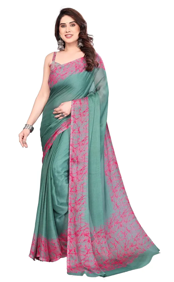 Sea_Green_Polyester_Plain_Chiffon_Saree_For_Women