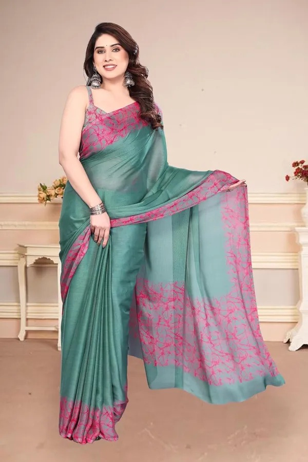 Sea_Green_Polyester_Plain_Chiffon_Saree_For_Women